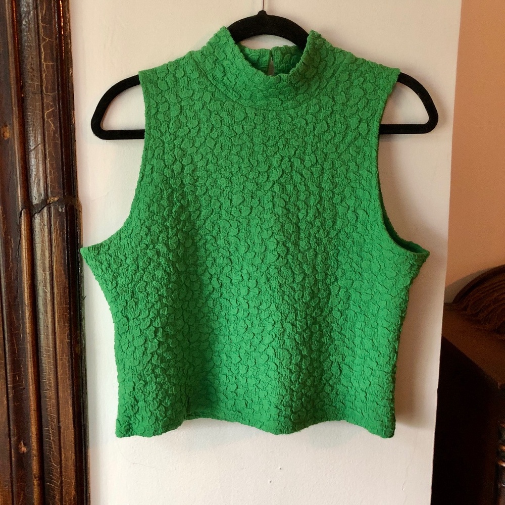 Anthropologie Blue Tassel Popcorn Crop Tank